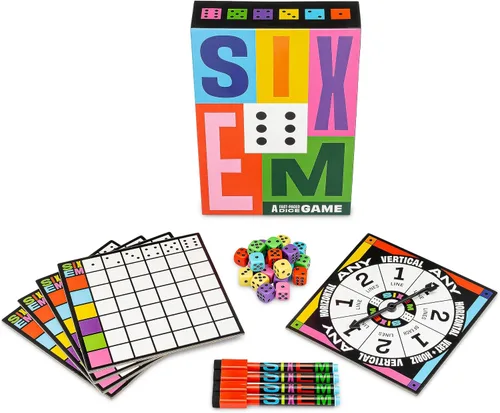 Vista 2 de Hootenanny Games Sixem Juego de dados Velocidad, estrategia y sabotaje para la noche de juegos Perfecto para juegos familiares 2-4 jugadores