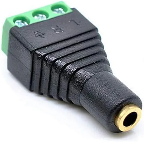 Vista 2 de Adaptador de audio de 0.138 in de 3 polos hembra a terminal verde de 3 tornillos