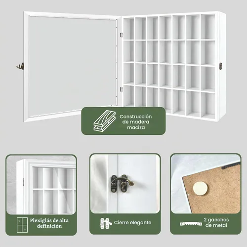 Vista 4 de Vitrina de vidrio de chupito de madera maciza, vitrina grande para coleccionables, accesorios para cuevas de hombre, puerta acrílica con protección