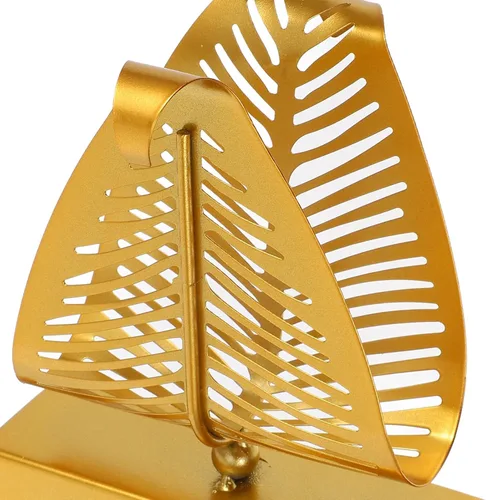 Vista 3 de GLEAVI Metal Napkin Holder Upright Tabletop Napkin Dispenser with Leaf Design, Large Gold Rustic Paper Towel Storage Rack for Kitchen, Dining Table