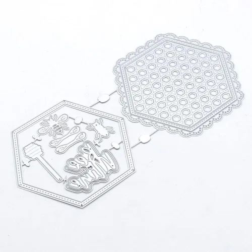 Vista 2 de KSCRAFT Honeycomb Shaker Mini álbum de corte de metal troqueles plantillas para bricolaje Scrapbooking decorativo en relieve DIY tarjeta de papel
