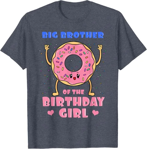 Vista 83 de Big Brother Of The Birthday Girl Donut Bday Party Bro Sib Camiseta, Negro, S