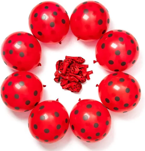 Vista 5 de DELIGHTBOX Globos de látex biodegradables con lunares negros grandes, 11 pulgadas (12 unidades)