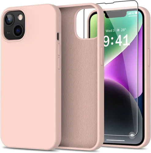 Vista 14 de bemal Funda para iPhone 14 Pro con protector de pantalla, silicona líquida de ajuste delgado, forro de microfibra suave, diseñada para mujeres