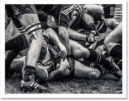 Vista 8 de Wee Blue Coo Póster enmarcado para decoración de pared, diseño de fútbol y rugby, para jugadores de Scrum, juego de pelota, 12 x 16 pulgadas