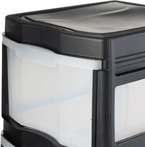 Vista 7 de Life Story Cajones clásicos de almacenamiento de plástico de 3 niveles y organizador con ruedas para uso en el hogar, dormitorio u oficina, Negro