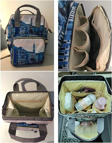 Vista 7 de Mochila de pañales personalizada con nombre para hombres y mujeres, bolsas de bebé personalizadas para enfermería, bolsa de viaje