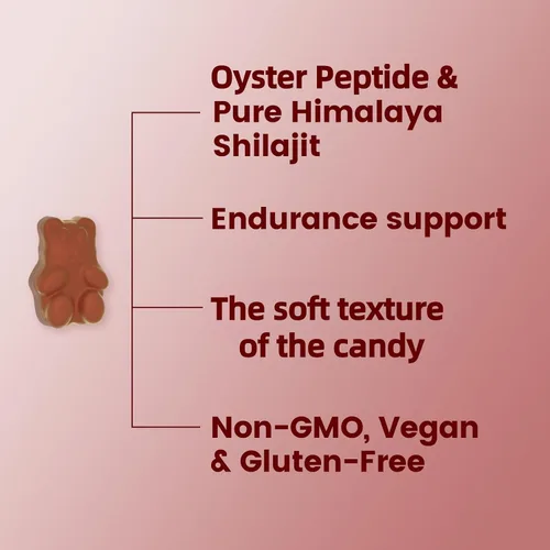 Vista 2 de HolyTime Power Gummies – Shilajit del Himalaya, péptido de ostras y palma enana americana – 120 unidades Vitalidad diaria, resistencia y apoyo