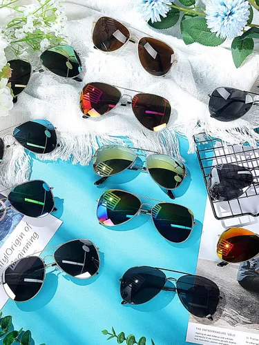 Vista 7 de Weewooday 25 pares de lentes de sol polarizados redondos, retro, de gran tamaño, vintage, para mujeres y hombres, lentes de sol con marco de metal