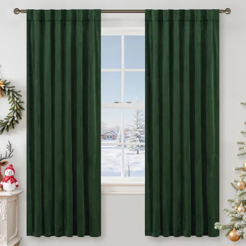 Vista 46 de LAMIT - Paneles de terciopelo beige para sala de estar de 72 pulgadas de largo, elegantes cortinas aisladas térmicamente e insonorizadas