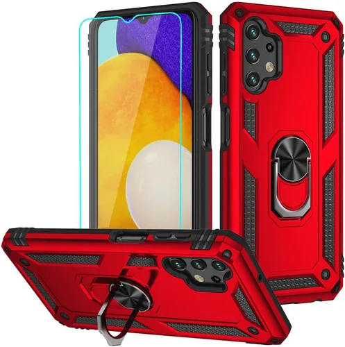 Vista 8 de Funda para Galaxy A13 4G, Samsung A13 4G con protector de pantalla HD, soporte de anillo de grado militar, soporte de automóvil de 15 pies, probada