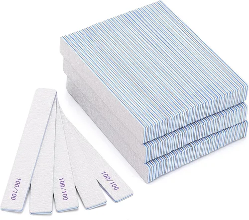 Vista 7 de 10 unidades de limas de uñas de grano 80/80 rectangulares para uñas acrílicas, limas de pulido reutilizables de doble cara, tableros de lima de uñas