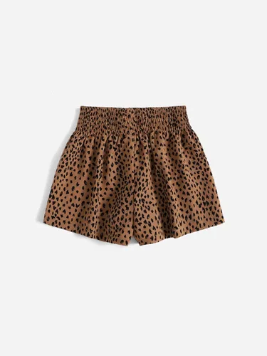 Vista 2 de Cozyease Pantalones cortos de pierna ancha con estampado de cintura elástica y nudo frontal para niñas