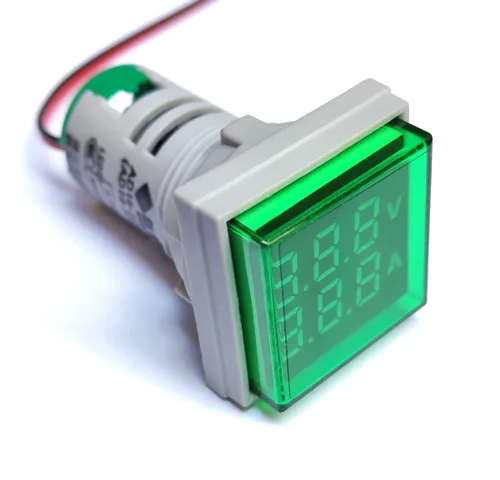 Vista 6 de Indicador de corriente y voltaje de CA con pantalla de dos dígitos, monitor de instrumentos de medición multifunción LED de cabeza cuadrada de 0.866