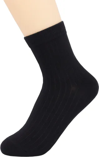 Vista 3 de YOSENDE Calcetines de algodón para mujer, calcetines clásicos de negocios, 5 pares, suaves y cómodos