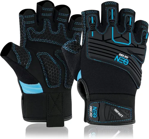Vista 8 de DEX FIT Guantes de trabajo MG310G Impact, duraderos, agarre resistente, antivibración, amortiguadores, ajuste cómodo, compatibles con pantallas Negro