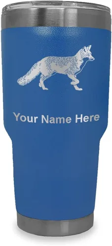 Vista 15 de LaserGram Vaso aislado al vacío de 20 onzas, zorro, grabado personalizado incluido (negro)