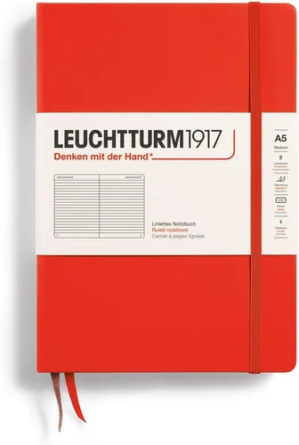 Vista 28 de LEUCHTTURM1917 - Cuaderno de tapa dura mediano A5 con 251 páginas numeradas para escritura y diario (negro, liso)