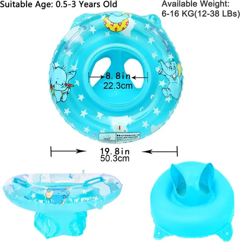 Vista 6 de Sealive Flotador de piscina infantil, anillo de natación para bebé con asiento para niños pequeños barco y doble asa, primeros flotadores de piscina