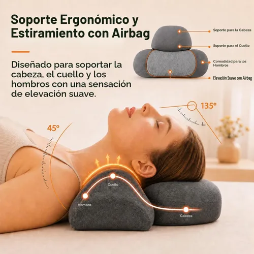 Vista 4 de Almohadas de masaje de cuello 3 en 1 con calor para aliviar el dolor de tejido profundo, corrector cervical recargable de joroba cervical, soportes