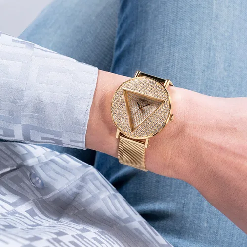 Vista 7 de GUESS Reloj analógico con logotipo plateado