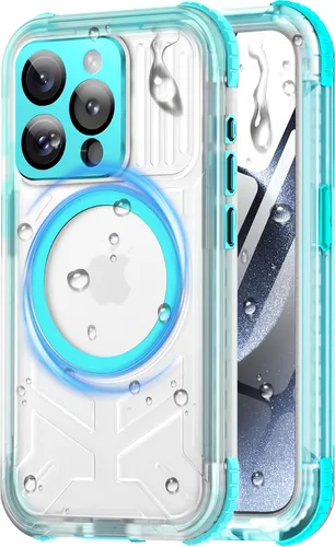 Vista 19 de Funda impermeable para iPhone 15 con Magsafe, protector de pantalla, cordón, IP68 militar de cuerpo completo a prueba de golpes, para deportes