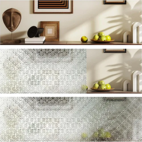 Vista 5 de Película 3D para ventana de vitral, película decorativa de privacidad para ventana de baño, puerta delantera, hogar, bloqueo solar, control
