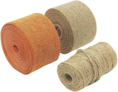 Vista 7 de Juego de 2 rollos de cintas de arpillera, 21.87 yardas y 2 pulgadas de ancho para coronas de manualidades, envoltura, arcos, árbol de Navidad