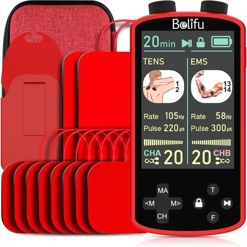 Vista 9 de TENS EMS - Estimulador muscular para terapia de alivio del dolor - TENS 4 en 1 y EMS y relajación y frecuencia personalizada+pulso - Masajeador