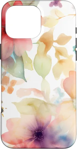 Vista 19 de iPhone 16 Lindo Pastel Floral Acuarela Rosa Azul Mujeres Patrón de Flores Caso