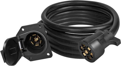 Vista 7 de Voilamart Cable de extensión de remolque de 7 vías, 8 pies, cable de cableado de enchufe de remolque de 7 pines con conector de doble clavija