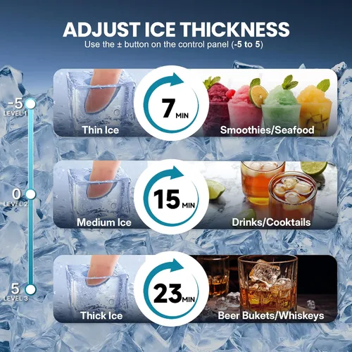 Vista 4 de Manastin Máquina de hielo comercial, máquina de hielo grande de 100 libras/24 horas con capacidad de almacenamiento de 33 libras, máquina de hielo