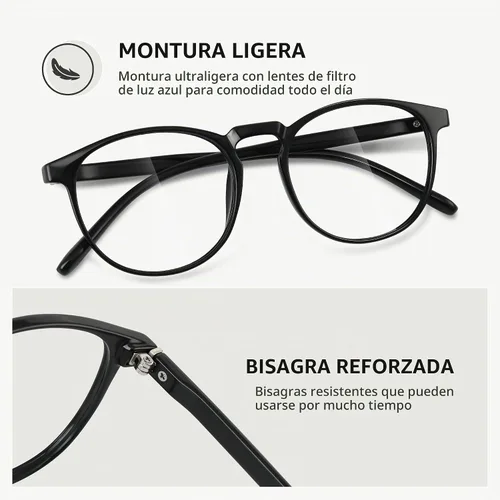 Vista 5 de Blue Light Glasses for Woman & Men - Anti Eyestrain Blue Light Blocking Glasses Lightweight Retro Gaming Glasses