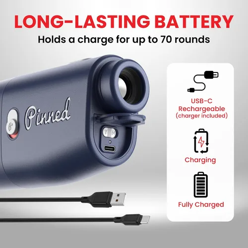 Vista 5 de Pinned Prism Slope Golf Rangefinder - Golf Distance Rangefinder with Slope - USB Rechargeable, Pinned Locked Vibration Laser Range Finder - Range
