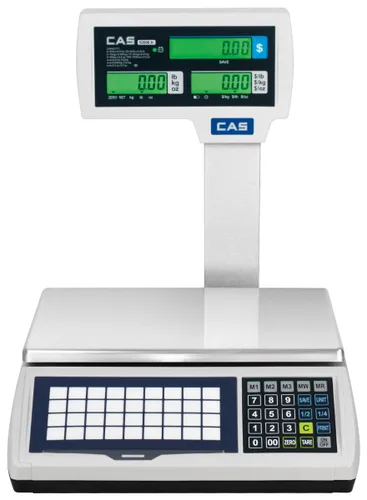 Vista 4 de CAS S2000 Jr - Báscula electrónica de cálculo de precios, capacidad de 60 libras, rango doble, báscula de alimentos comerciales certificada por NTEP