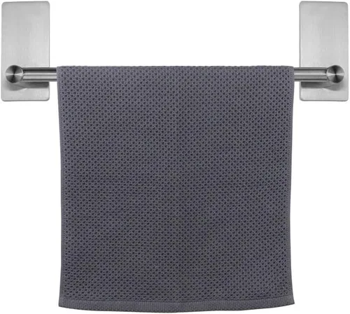 Vista 20 de NearMoon toallero de barra autoadhesivo de acero inoxidable para baño, soporte para colgar toallas en la pared, estilo contemporáneo, sin