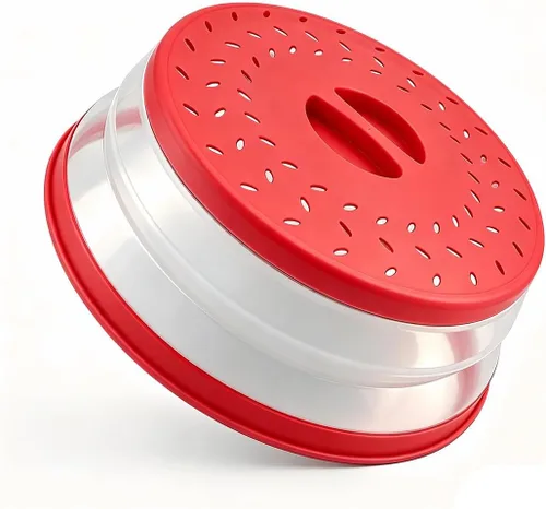 Vista 10 de Cubierta plegable para salpicaduras de microondas, cubierta para platos de microondas con ventilación de vapor, silicona y plástico sin BPA