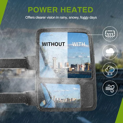 Vista 3 de AUTOSAVER88 Espejos de remolque compatibles con Ford F250, F350, F450 y F550, modelos 2008 a 2016. Espejo con luz de giro ámbar, climatizado