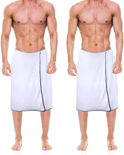 Vista 10 de kilofly 2 toallas de baño ajustables para hombre con cierre a presión, 26 x 54 pulgadas Azul y caqui