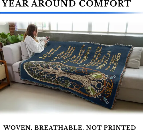 Vista 5 de Pure Country Weavers Manta de oración vikinga, árbol de la vida, tapiz de regalo nórdico tejido de algodón, fabricada en los Estados Unidos