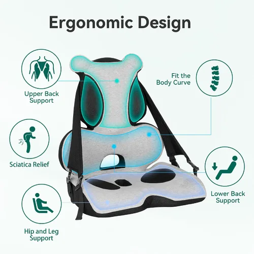 Vista 11 de Almohada de Apoyo Lumbar de Espuma Viscoelástica, Cojín para Asiento de Coche, Cojín para Silla de Oficina, Almohada de Asiento de Una Pieza, Mejora