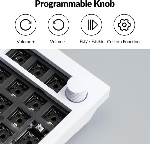 Vista 3 de Keychron Q5 Pro Teclado mecánico inalámbrico QMK/VIA Barebone, diseño del 96% con perilla programable, diseño de doble junta, retroiluminación RGB
