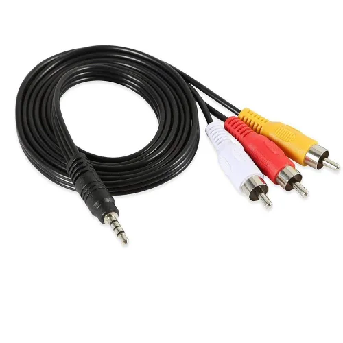 Vista 4 de Cable de video para videocámara AV de 0.138 in a RCA, macho de 0.138 in a 3RCA macho, cable AUX de audio estéreo para teléfonos inteligentes, MP3