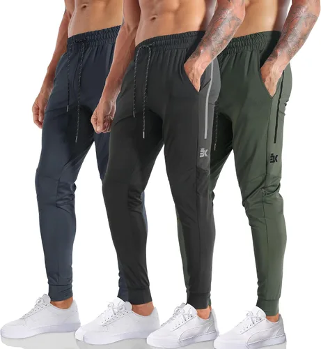 Vista 14 de BROKIG Pantalones deportivos ligeros para hombre, elásticos, de secado rápido, con bolsillos con cremallera