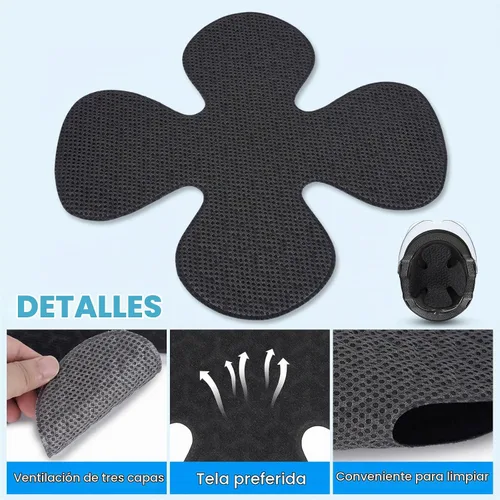Vista 3 de Forro para casco de motocicleta, reutilizable, lavable, almohadilla para casco duro