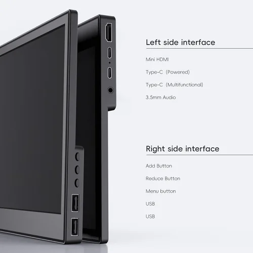 Vista 7 de JUSTTHINK Monitor portátil para laptop, 11.6", 1080P, pantalla LCD, 60Hz, montaje en pared y soporte de escritorio, conexión HDMI/USB-C, ligero