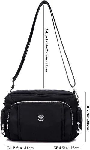 Vista 7 de MINTEGRA Bolso cruzado para mujer, bolso impermeable con múltiples bolsillos de nailon para viajes