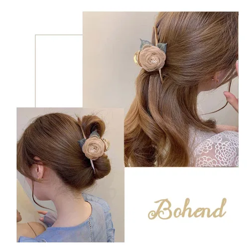 Vista 3 de Bohend Pinza para el pelo de flor grande, antideslizante, grueso, fuerte, accesorios de peinado para mujeres y niñas