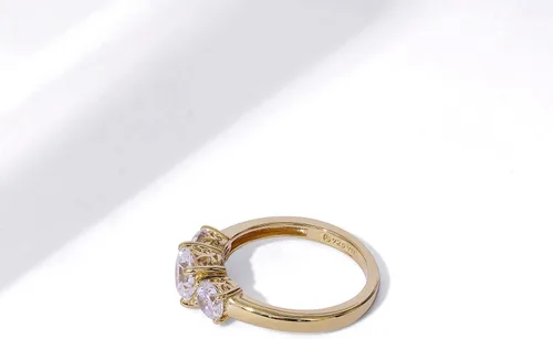 Vista 6 de Tienda Essentials Anillo redondo de 3 piedras de plata de ley chapada en platino o oro hecho con circonita cúbica de elementos infinitos
