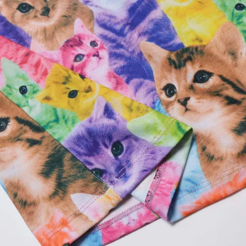 Vista 5 de Camisón de princesa para niñas, vestido de pijama de algodón con mangas de unicornio y gato
